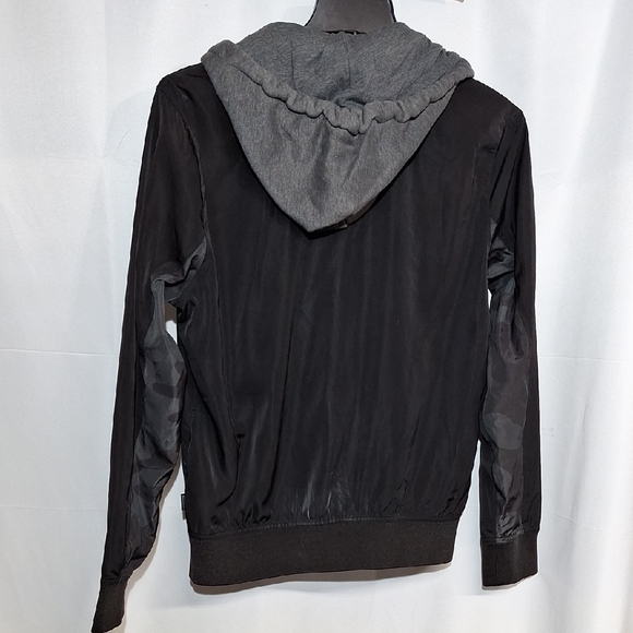 Hollister Black Men's Jacket with Gray Hood - Picture 3 of 4